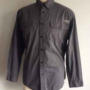 Harley Davidson XL Gray striped Button Down Long Sleeve Shirt